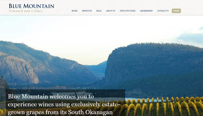 30个值得赞叹的葡萄酒厂和葡萄庄园网站设计欣赏blue mountain winery fullscreen background website