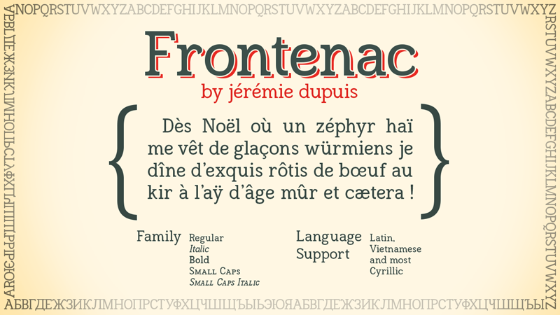 Frontenac by Jeremie Dupuis in 2015年1月整理的最新时尚设计字体下载