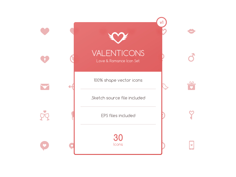 Valenticons Free Love & Romance Icon Set by Ozan Oztaskiran in 2015年1月的23个免费的扁平化图标合集下载