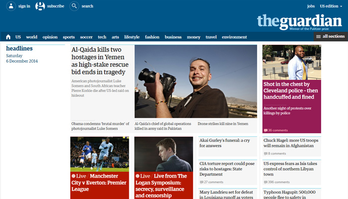 30个在线杂志风格的网页设计排版灵感欣赏the guardian website magazine layout