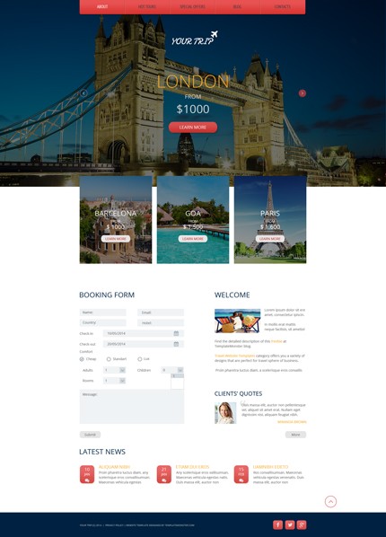 30个惊人的网页设计模版下载Free Responsive HTML5 Theme for Travel Agency