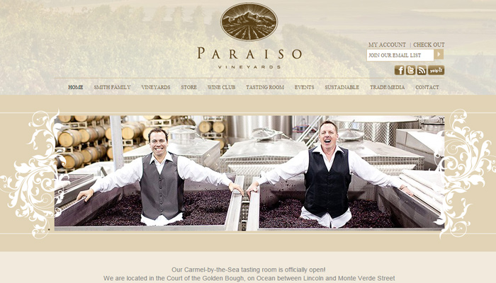 30个值得赞叹的葡萄酒厂和葡萄庄园网站设计欣赏paraiso vineyards golden layout homepage