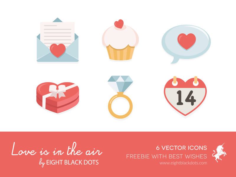Valentine’s Day freebie by Eight Black Dots in 2015年2月的扁平化图标合集下载 yunrui