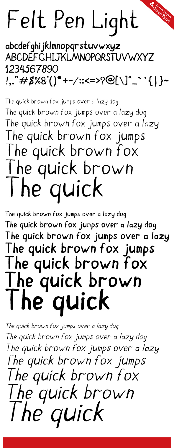 Felt Pen Light Free Font by traint Andrew in 2015年2月的最新的设计字体合集下载