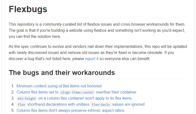 2015年2月新鲜出炉的网页前端开发工具Flexbugs