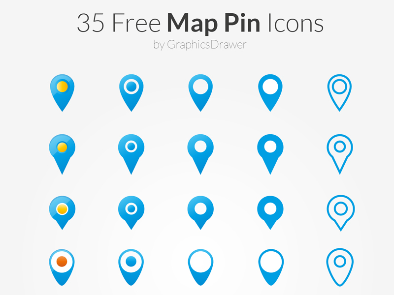 35 Free Map Pin Icons by Dorinel Nedelcu in 2015年2月的扁平化图标合集下载 yunrui