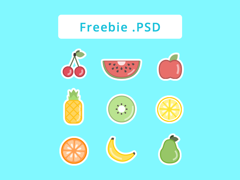 Fruity Icons PSD Freebie by Luís Monteiro in 2015年3月的42套扁平化图标合集下载