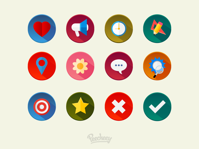 Colorful icons set by Peecheey in 2015年3月的42套扁平化图标合集下载