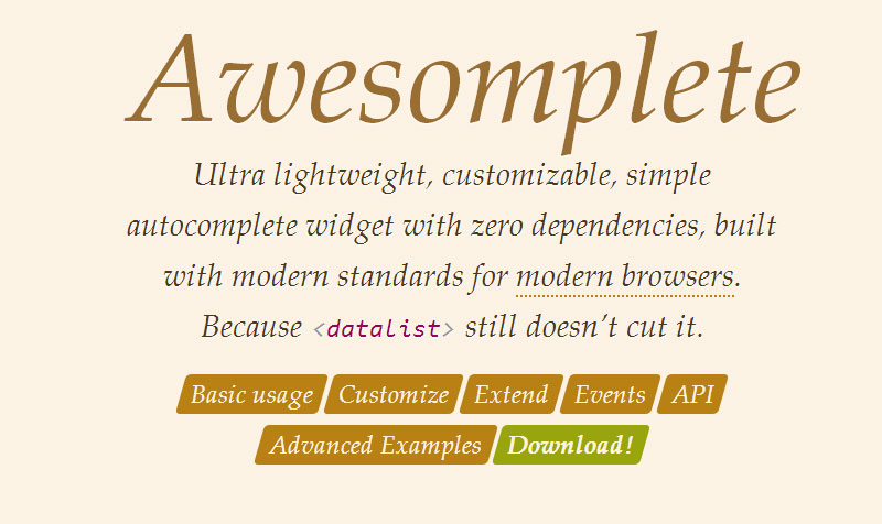 2015年3月新鲜出炉的网页前端开发工具Awesomplete