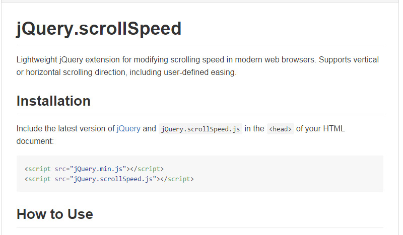 2015年3月新鲜出炉的网页前端开发工具jQuery.scrollSpeed