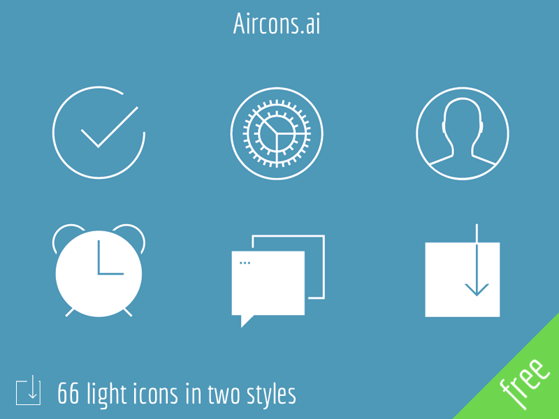 Aircons – 66 light icons by Dmitriy Sidorov in 4月必备的42套新鲜的扁平化UI图标下载 