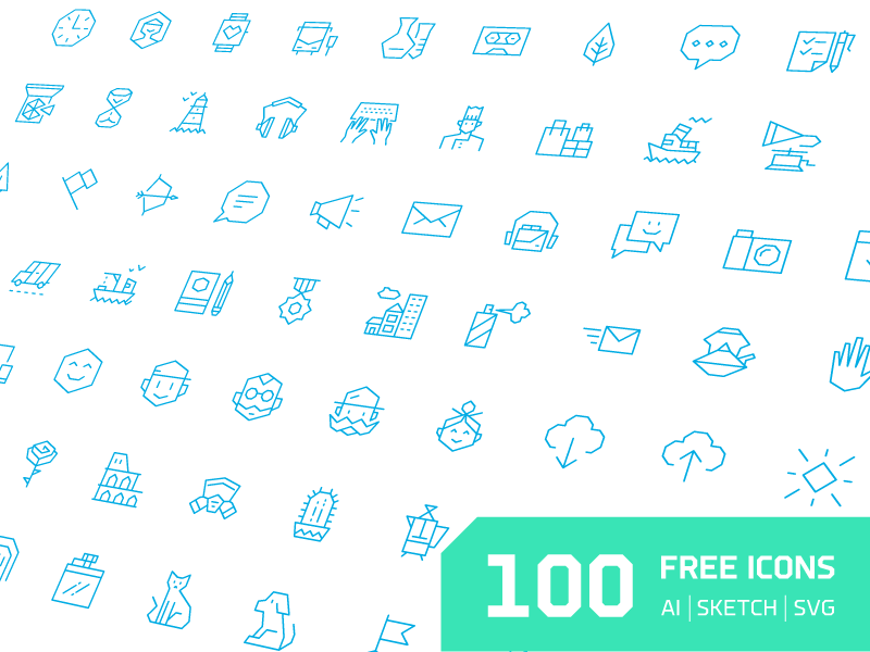 100 Free Angular Icons by Vincent Le Moign in 4月必备的42套新鲜的扁平化UI图标下载 