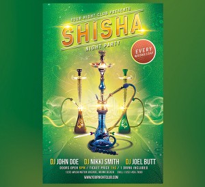 31个免费的夜店&酒吧广告传单模版PSD下载Shisha-Party-Flyer-Free-PSD-Template