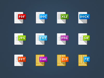 Freebie file type icons by Artem Chernyshev in 4月必备的42套新鲜的扁平化UI图标下载 