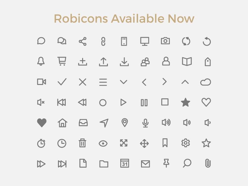 Robicons Font by Rohan Bhangui in 4月必备的42套新鲜的扁平化UI图标下载 