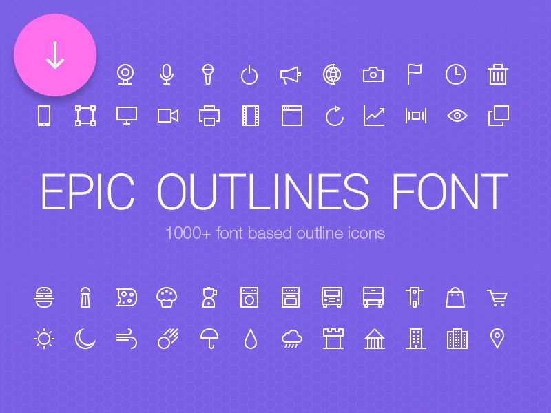 Epic Outlines Font + Freebie by Adrian Goia in 4月必备的42套新鲜的扁平化UI图标下载 