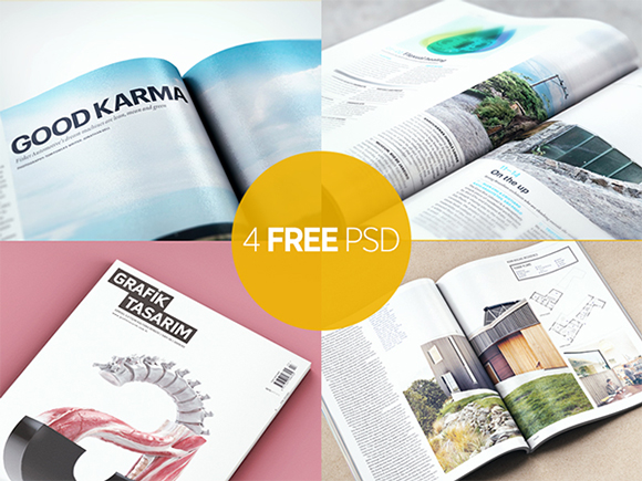 20个免费的杂志&画册设计和展示模型PSD打包下载