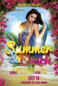 31个免费的夜店&酒吧广告传单模版PSD下载free-summer-and-beach-flyer-template-awesomeflyer