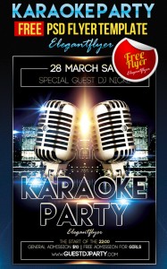 31个免费的夜店&酒吧广告传单模版PSD下载karaoke-party-free-flyer-psd-template-facebook-cover