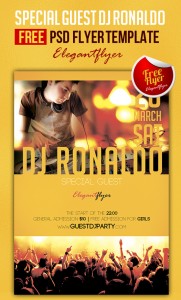 31个免费的夜店&酒吧广告传单模版PSD下载special-guest-dj-ronaldo-club-and-party-free-flyer-psd-template