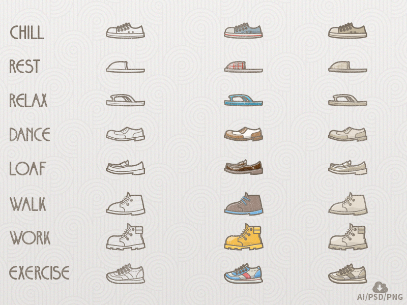 Free Shoes/Lifestyle Icon Set by Oxygenna in 2015年5月出炉的扁平化图标套装下载