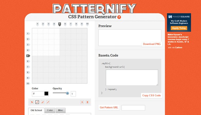 10款免费的CSS3代码在线生成器03-patternify-pattern-webapp