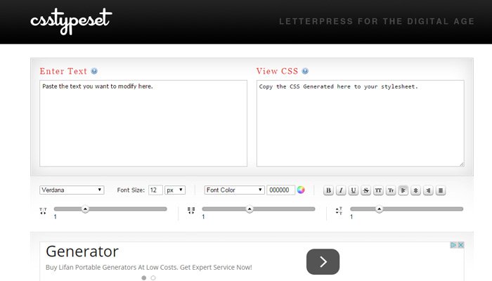 10款免费的CSS3代码在线生成器06-css-typeset-code-generator