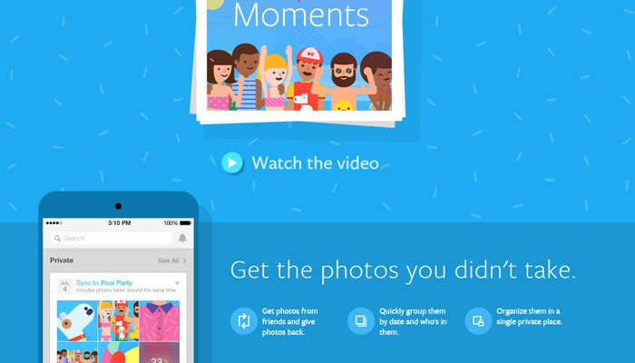21个优秀的APP下载着陆页下载（2015年8月为止）facebook moments app