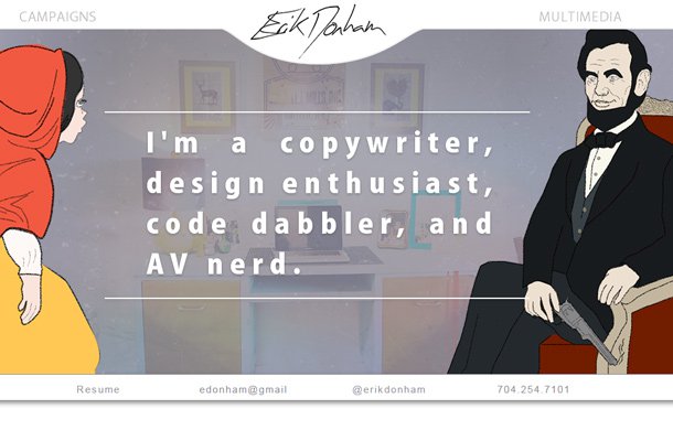 24个国外的文案工作者（撰稿人）的个人网站设计欣赏erik donham custom copywriter website