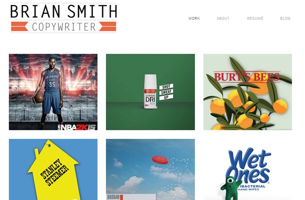24个国外的文案工作者（撰稿人）的个人网站设计欣赏brian smith copywriter minimalist portfolio