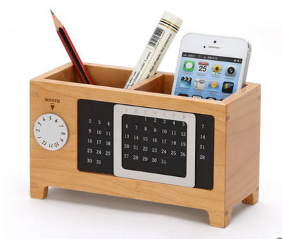 木质笔筒创意时尚办公用品多功能韩国可爱文具实木桌面收纳盒摆件