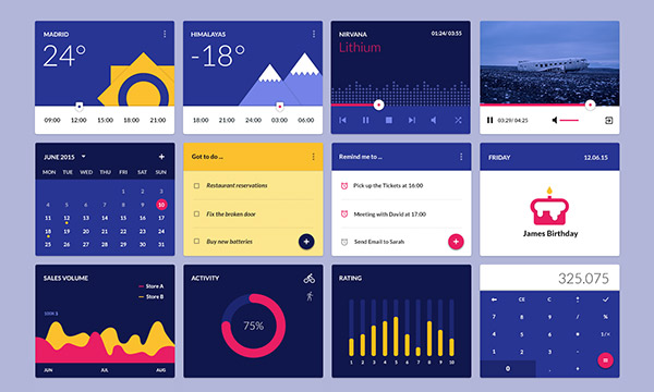 20 高质量的 网页&APP移动端界面UI Kits下载Material Design Widgets UI Kit PSD