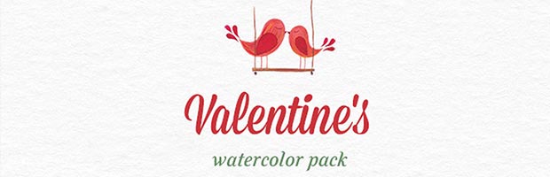 水彩风格的情人节（Valentine’s day）素材包下载
