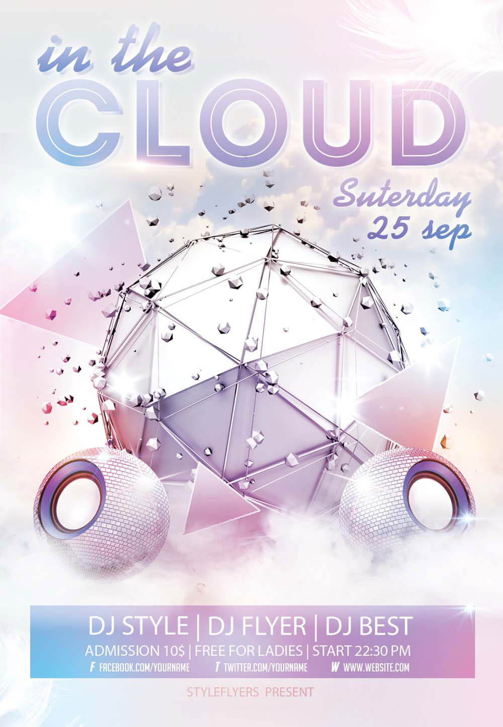 新鲜的传单海报设计模版PSD下载［for夜店、酒吧和聚会part］1460737133-2217-the-cloud-PSD-Flyer-Template