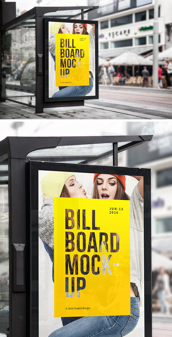 一个好用的而高品质的公交车站台海报展示模型（Mockup）PSD下载