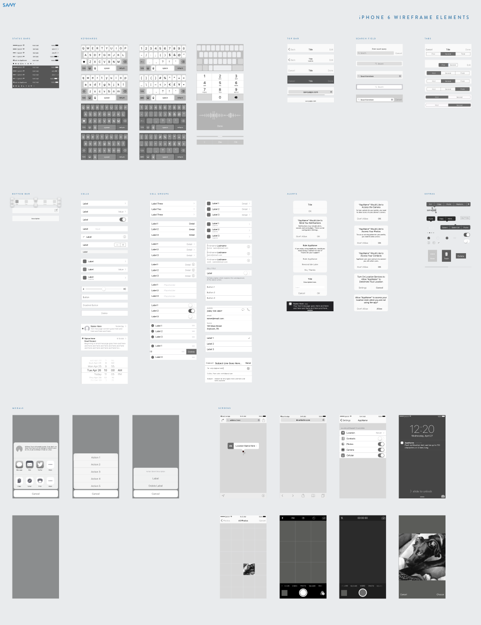 一套精美的iOS原型线框图套装下载［sketch版、iPhone6］