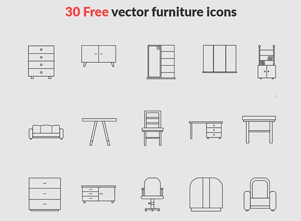 30种免费的家具图标打包下载［ai］