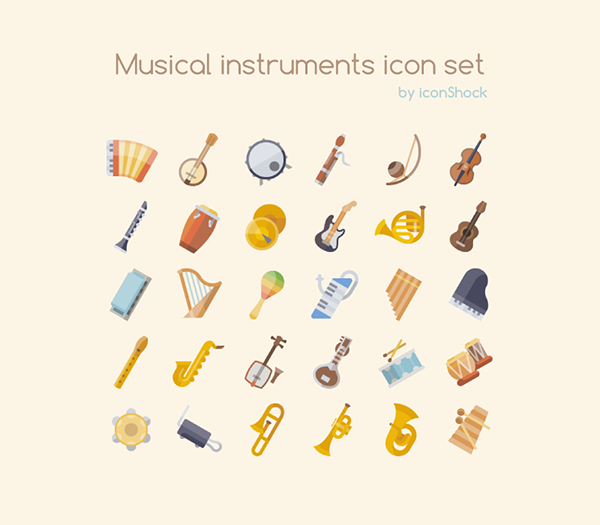 2016年最佳的免费图标套装大合集1476018153-6043-musical-instruments-icon-set