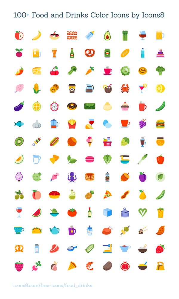 2016年最佳的免费图标套装大合集1476018166-5494--Food-and-Drinks-Color-Icons