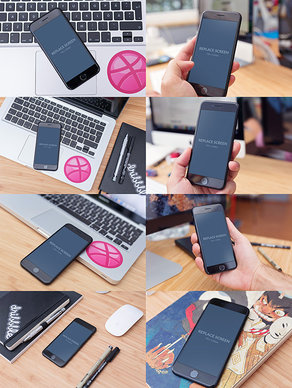 又一波好用的iPhone7展示模型PSD打包下载iphone-7-mockups-matte-black