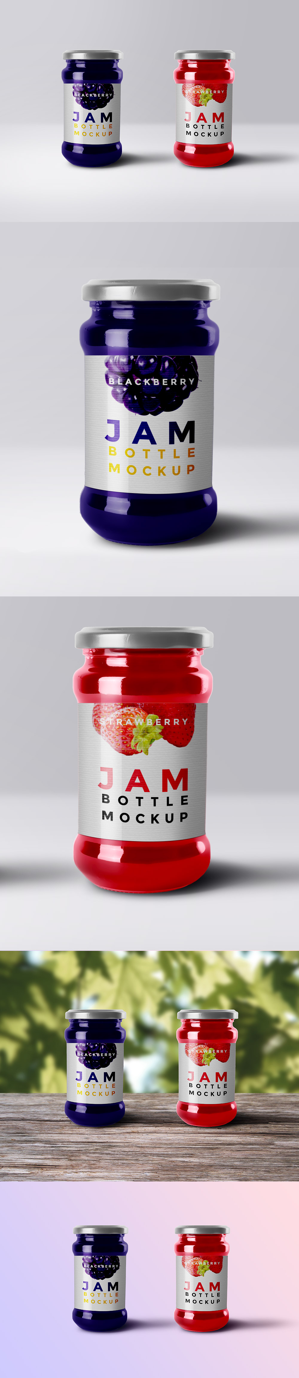 圆形的果酱玻璃罐瓶贴设计展示模型（Mockup）PSD下载