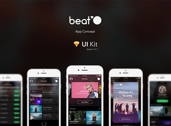 音乐播放器应用 beat’O UI Kits 源文件下载[For Sketch]