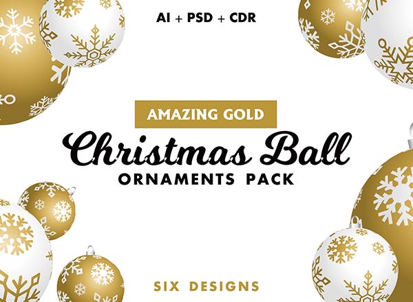 完美的多格式圣诞金球素材打包下载[Ai,PSD,CDR]