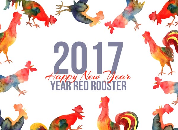 高档次的2017鸡年必备的鸡水彩元素打包下载[PSD,EPS]