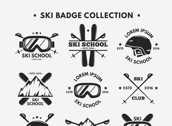老式滑雪图标[Ai]