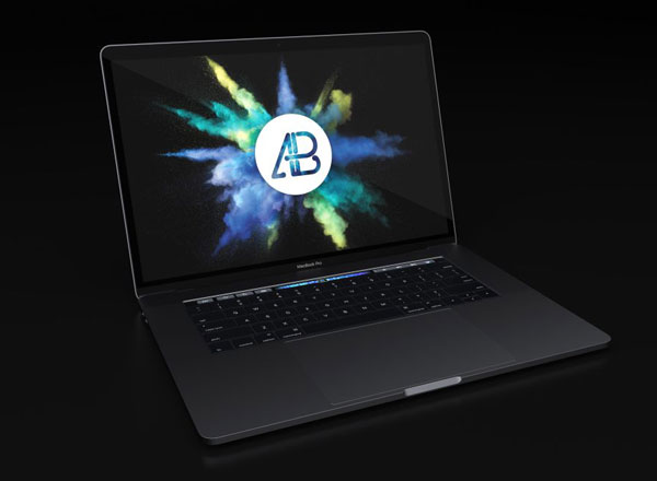 黑调酷炫效果的最新的MacBook Pro展示模型免费下载[PSD]