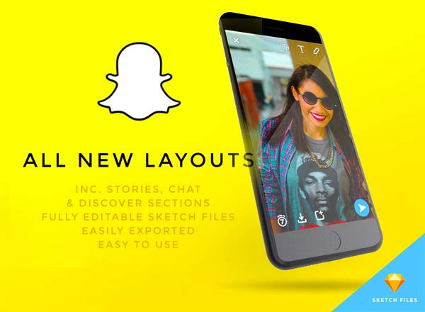 最新的Snapchat界面UI KITS套装下载[For Sketch]