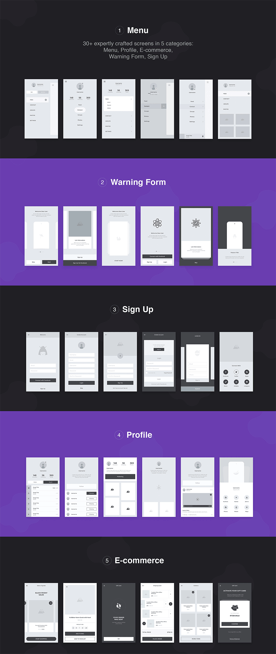 一套完美的iOS线框图（Wireframe Kit）套装下载[Sketch]