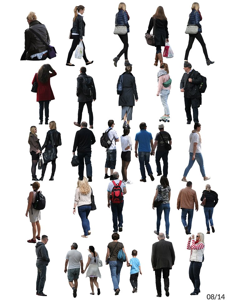 251张多角度户外行人和植物素材打包下载png