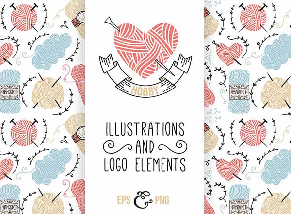 几种适合用于针织类产品logo设计的矢量素材下载[EPS]